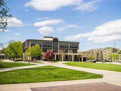 The exterior of the Gabelli School of Business building